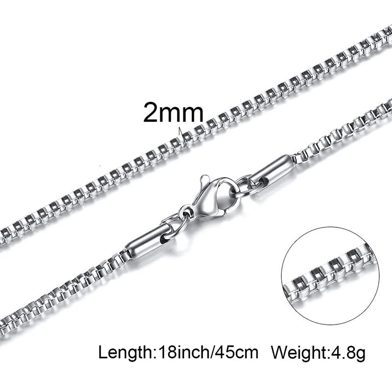 Luxury Thin Box Chain Necklace – Stainless Steel Square Link, Minimalist Gift for Men - Order Lite