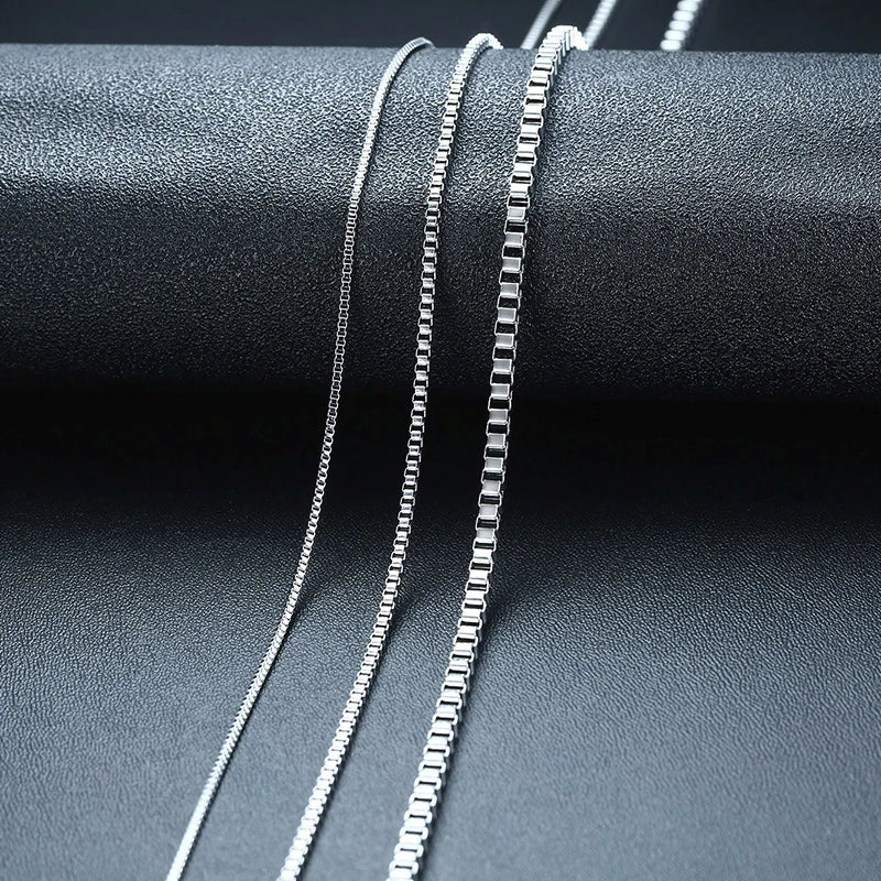 Luxury Thin Box Chain Necklace – Stainless Steel Square Link, Minimalist Gift for Men - Order Lite