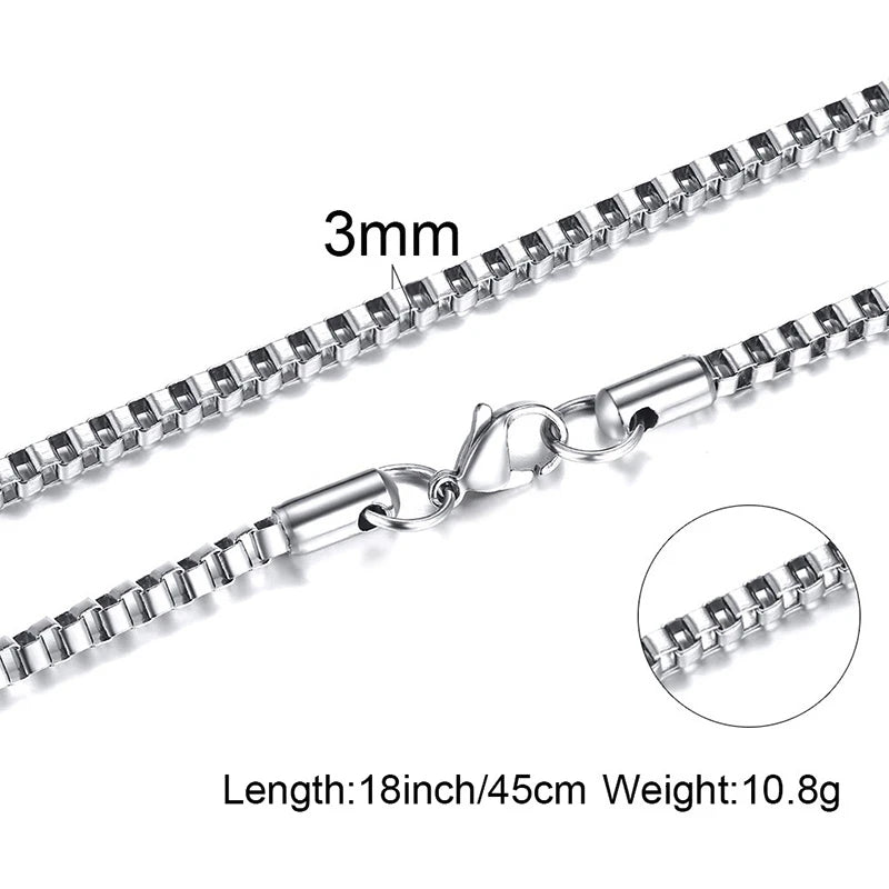 Luxury Thin Box Chain Necklace – Stainless Steel Square Link, Minimalist Gift for Men - Order Lite