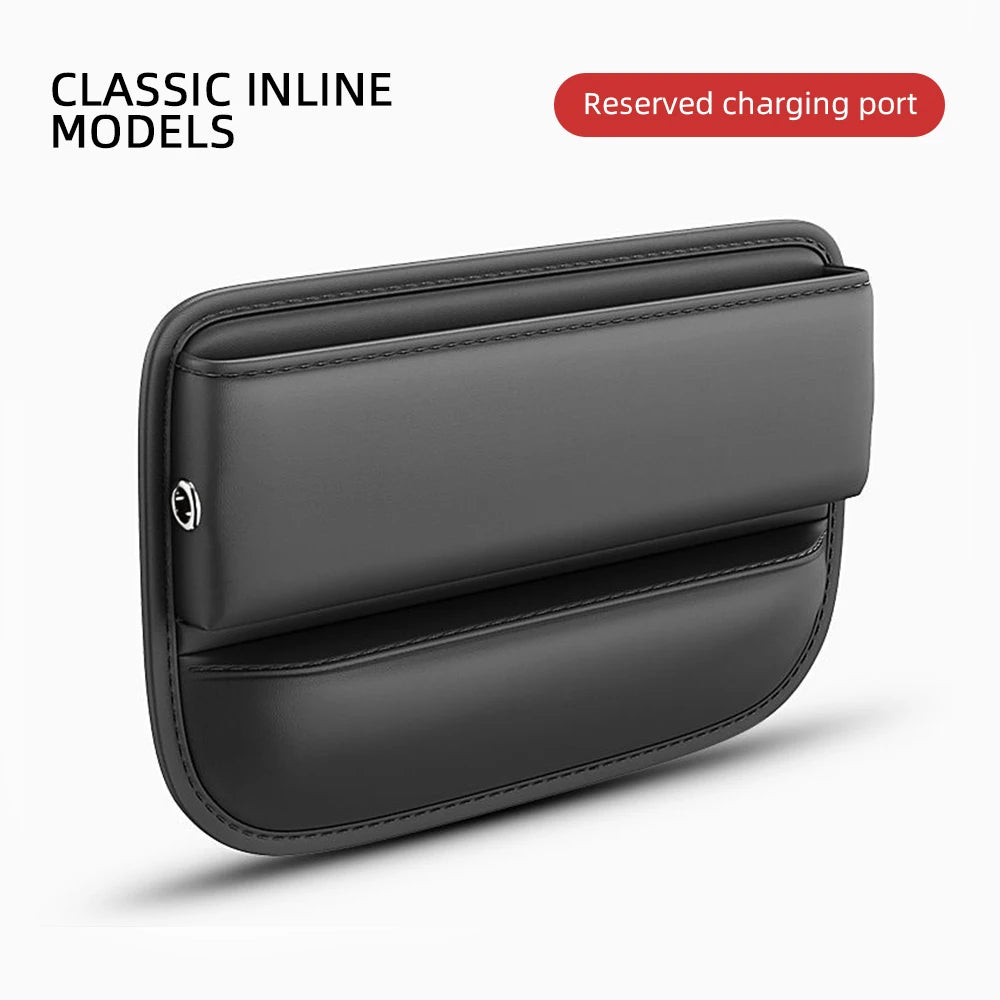 Luxury Leather Car Seat Gap Organizer – Multifunction Storage Pocket with Cup Holder - Order Lite