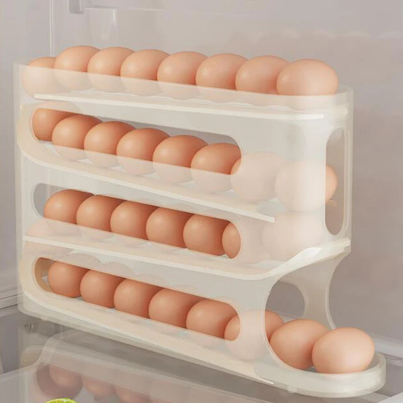 Premium Automatic Rolling Egg Organizer – Smart Slide Storage, Large Capacity Space-Saver for Fridge - Order Lite