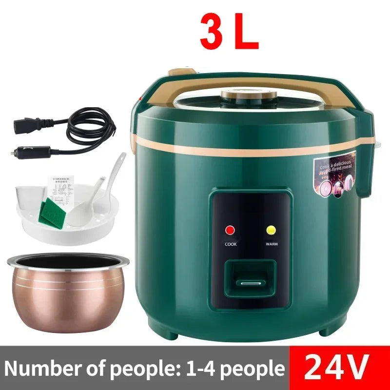 Premium 24V Truck Rice Cooker – 3L Large Capacity, 200W Heavy-Duty Meal Prep for Long Hauls - Order Lite