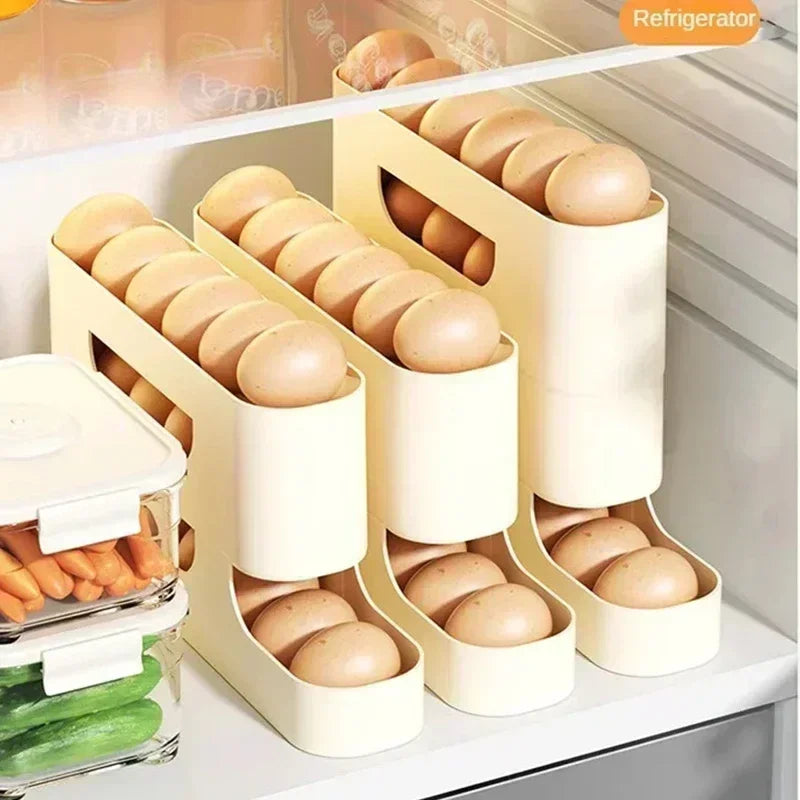 Premium Automatic Rolling Egg Organizer – Smart Slide Storage, Large Capacity Space-Saver for Fridge - Order Lite
