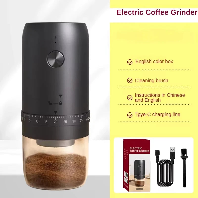 Portable Electric Coffee Grinder – 40-Setting Precision, USB-Rechargeable Bean Machine - Order Lite