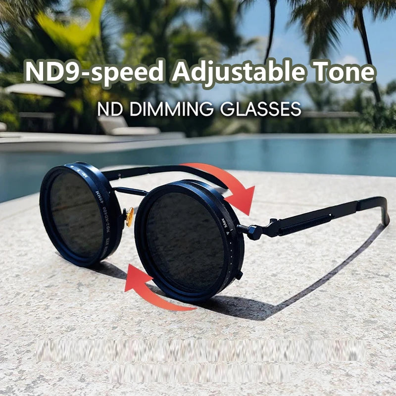 Polarized ND9 Smart Dimming Sunglasses – Retro Punk UV400 Shades for Men & Women - Order Lite