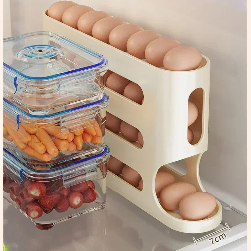 Premium Automatic Rolling Egg Organizer – Smart Slide Storage, Large Capacity Space-Saver for Fridge - Order Lite