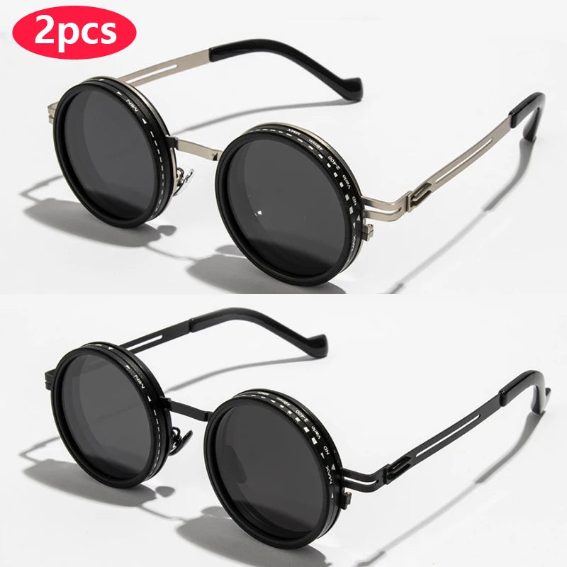 Polarized ND9 Smart Dimming Sunglasses – Retro Punk UV400 Shades for Men & Women - Order Lite