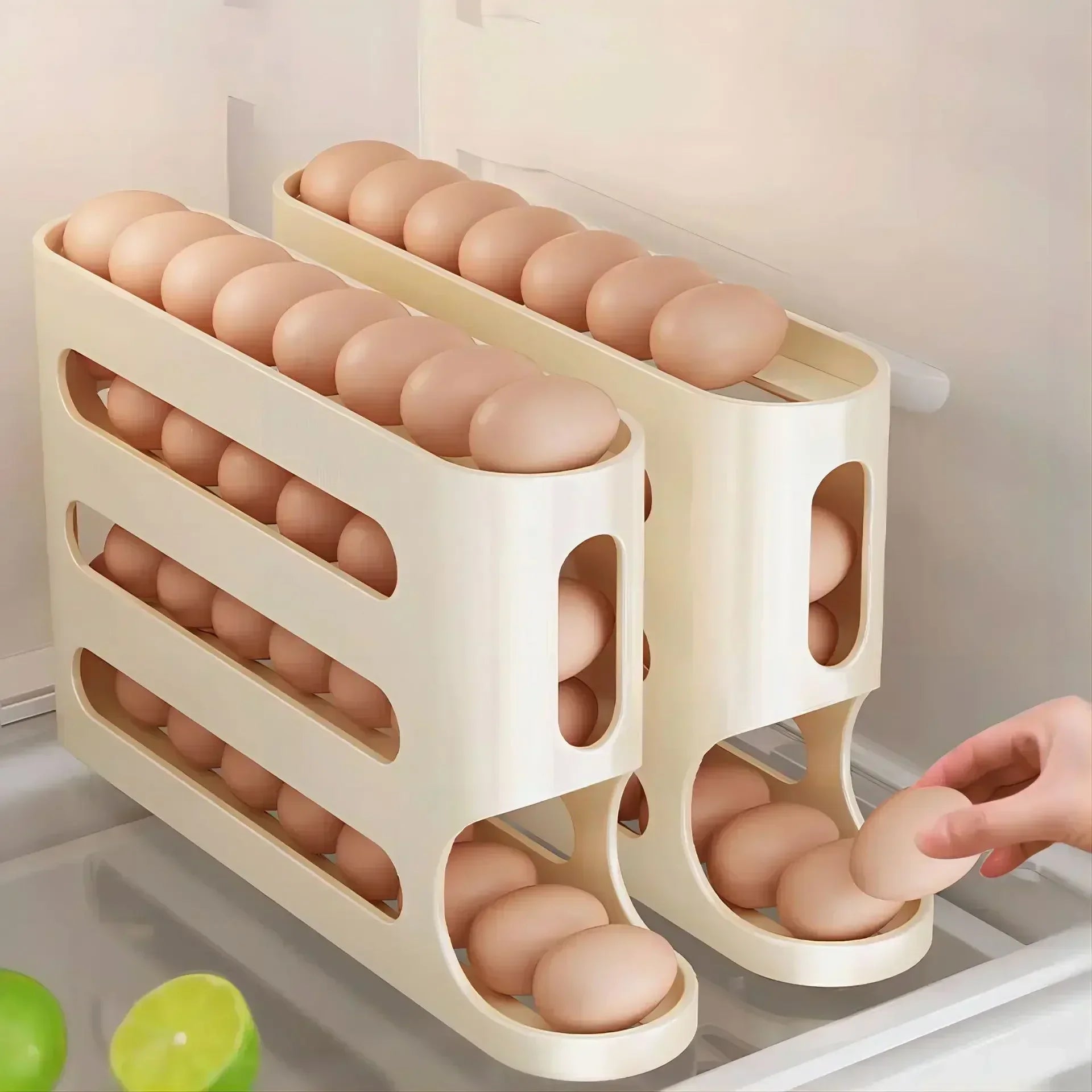 Premium Automatic Rolling Egg Organizer – Smart Slide Storage, Large Capacity Space-Saver for Fridge - Order Lite