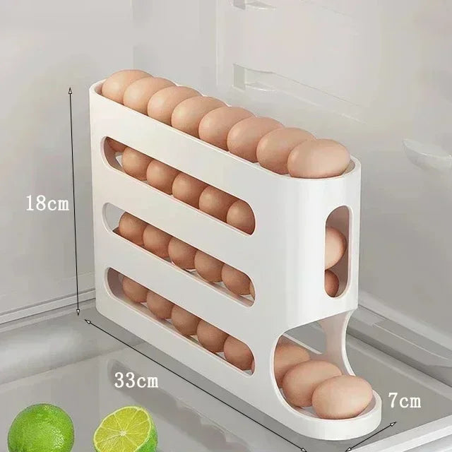 Premium Automatic Rolling Egg Organizer – Smart Slide Storage, Large Capacity Space-Saver for Fridge - Order Lite