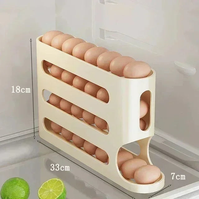 Premium Automatic Rolling Egg Organizer – Smart Slide Storage, Large Capacity Space-Saver for Fridge - Order Lite
