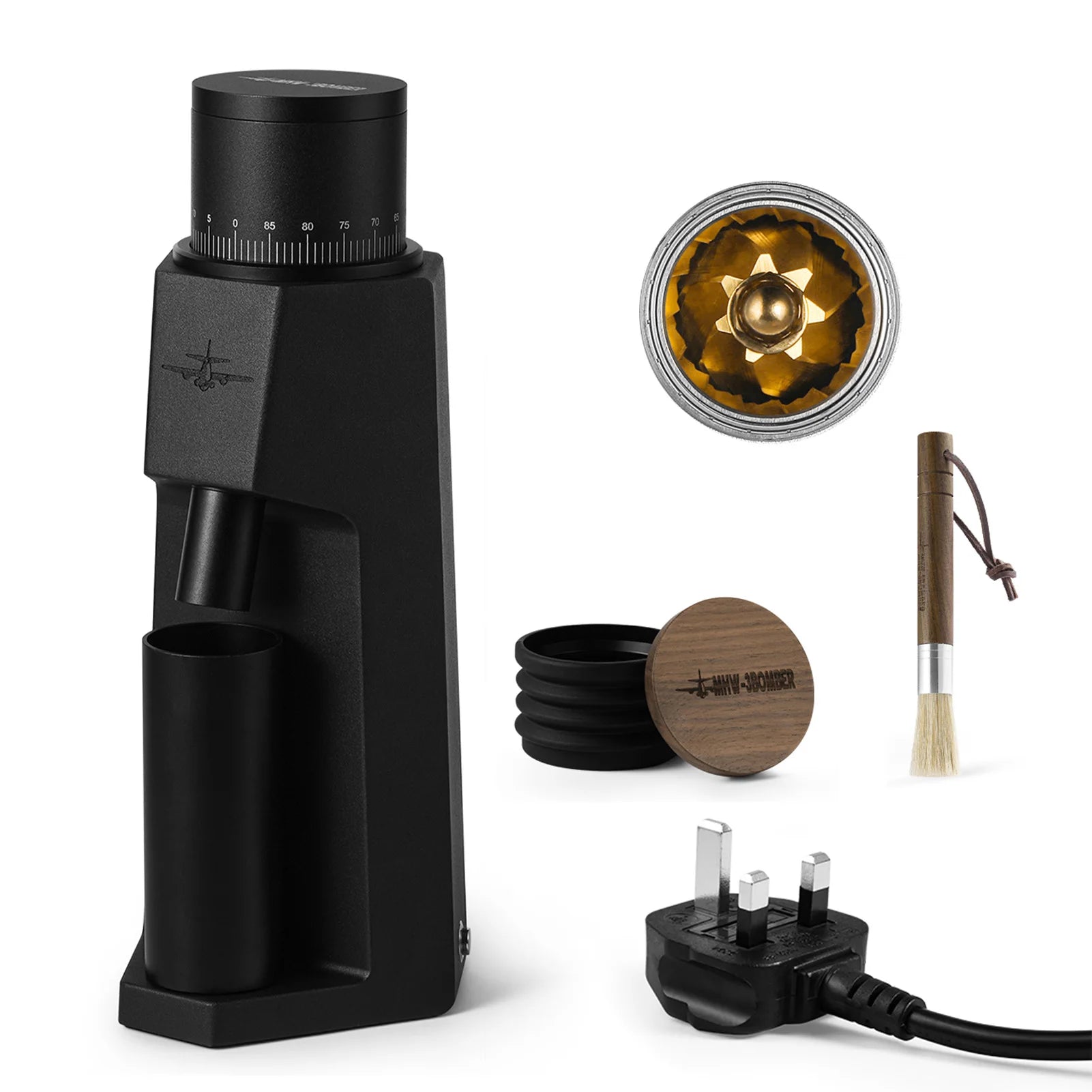 Premium Aluminum Electric Coffee Grinder – Silent 140 RPM Slow Grind for Fresh Espresso - Order Lite