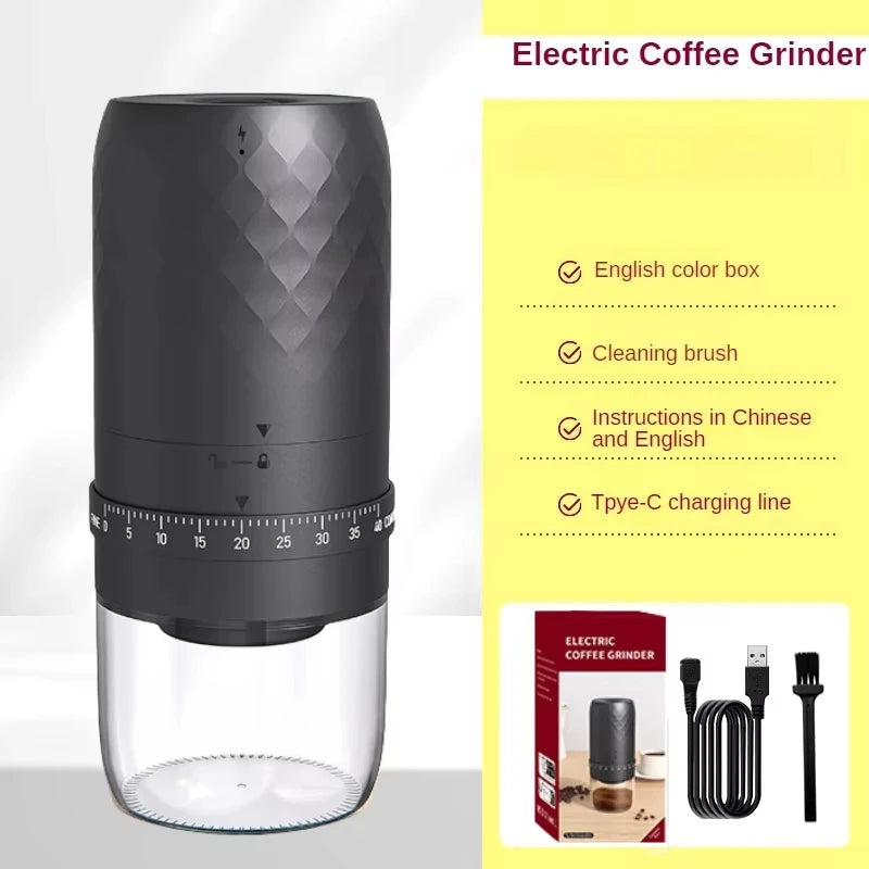 Portable Electric Coffee Grinder – 40-Setting Precision, USB-Rechargeable Bean Machine - Order Lite